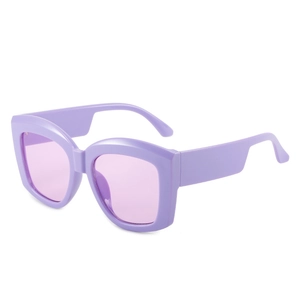 Fashion oversized square lavender sunglasses with gradient lenses and geometric wide temples