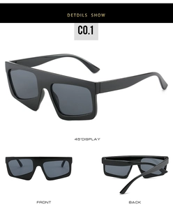 Detaillierte Mehrwinkelansicht der quadratischen Sonnenbrille mit gezacktem Rahmen