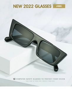 Detail of black thick rectangular computer safety glasses with vision protection lenses