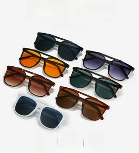 Collection of square double-bridge sunglasses in various frame and lens colors