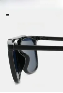 Detail view of lightweight black square frame hinges and flexible temple structure