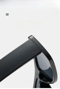 Detail showing the ultra-lightweight and super elastic frame of black retro sunglasses