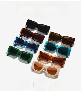 Collection of retro rectangular sunglasses in various colors with thick frames