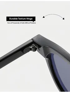 Detailansicht des robusten Metallscharniers und schwarzen Rahmens der Retro-Sonnenbrille