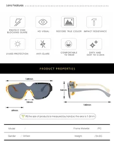 Tableau des tailles détaillé pour lunettes de soleil à rivets avec dimensions précises