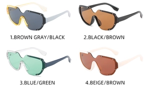 Détails de lunettes de soleil larges avec rivets déclinées en quatre coloris tendance