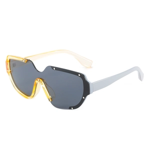 Lunettes De Soleil Shield Surdimensionnées Protection UV400 Mode Rivets Détail Hip Hop Street Style Pour Hommes Et Femmes