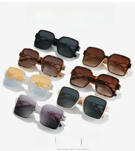 Collection of oversized square sunglasses featuring chic metal chain details on thick frames