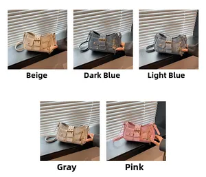 Detail view of the five available colors of the Y2K star rivet crossbody bag collection