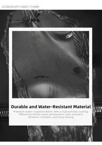Detail van waterdichte zwarte stof met hydrofobe coating en slijtvastheid eigenschappen