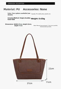 Detailed view showing large tote bag dimensions 37x22x11cm and internal capacity details