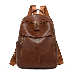 Women Backpack PU Leather Vintage Large Capacity Waterproof Multi-Pocket Travel Daily Casual Fashion Bag