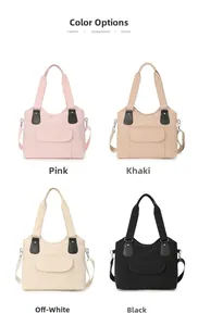 Grands sacs fourre-tout en toile rose, kaki, beige et noir avec bandoulières amovibles
