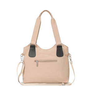Sac à bandoulière beige de grande capacité avec détails contrastés et sangle réglable