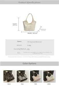 Detailed dimension guide for the large PU tote bag showing strap and body measurements
