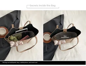 Detail showing high-capacity interior of this minimalist tote bag for daily essentials
