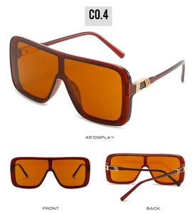 Detailed multi-angle view of deep red oversized sunglasses with amber lenses