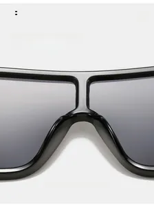 Macro detail of comfortable integrated nose pads on oversized black sunglasses