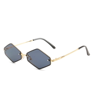 Mode Lunettes De Soleil Hexagonales Sans Monture Cadre En Métal Protection UV400 Rétro Géométrique Pour Femmes Hommes