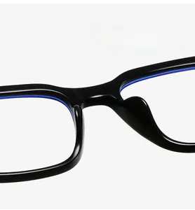Detail of comfortable integrated nose pads on black TR90 anti-blue light glasses frame