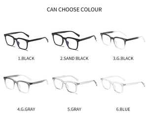 Detailed comparison of TR90 square glasses frames in various colors with metal rivets