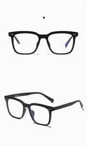 Front and side macro views of modern sand black TR90 square glasses frames style 1066
