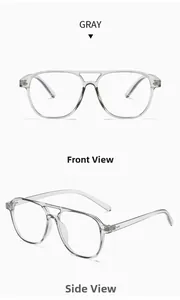 Vues de face et de profil de la monture aviateur TR90 gris transparent avec double pont
