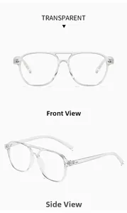 Vues de face et de profil de lunettes aviateur transparentes en TR90 avec détails de rivets
