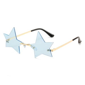 Occhiali Da Sole Senza Montatura A Forma Di Stella Moda Unica Lenti Oceaniche UV400 Montatura Metallo Party Retro Hip Hop Unisex