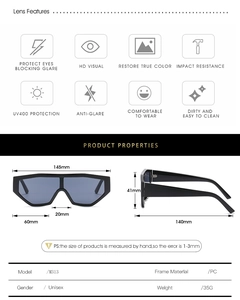 Detailed size specifications and PC frame material for large one-piece sunglasses