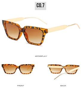 Three-view display of square tortoiseshell sunglasses with gold metal temples and brown lenses