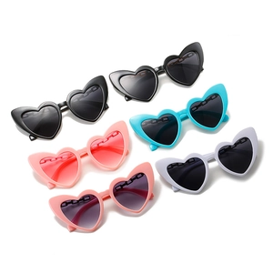 Fashion heart shaped sunglasses set in multiple colors with thick frames and dark lenses