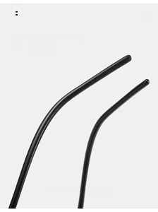 Detail of curved matte black temple arms on square sunglasses for comfortable wearing