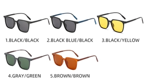 Detailed grid of square polarized sunglasses for men in five distinct frame and lens colors