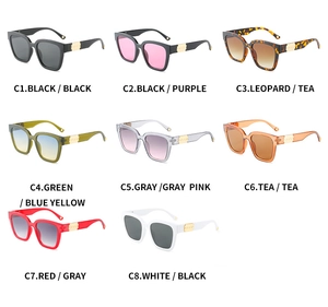 Selection of eight stylish square frame sunglasses with golden metal temple accents