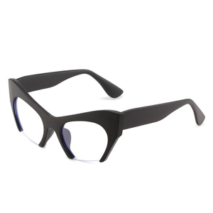 Cat Eye Glasses Frame PC Half Rim Blue Light Blocking Decorative Fashion Retro Trendy Optical Eyewear For Women Unisex