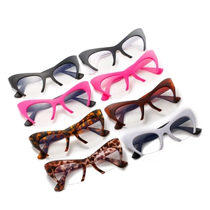 Retro cat-eye semi-rimless frame glasses set available in eight stylish colors