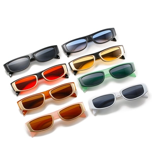 Retro rectangle sunglasses set with multiple lens colors and stylish metallic frame edges