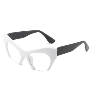 Fashionable cat-eye half-rim glasses with stylish black and white contrast frames