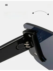 Macro detail of a durable texture hinge on oversized sunglasses showing metal screw