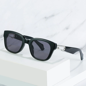 Classic black square frame sunglasses with UV protection and silver temple detail