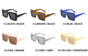 Grille de lunettes de soleil punk carrées oversize en six couleurs vintage style Y2K