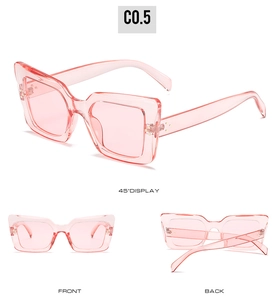 Detailed views of pink cat-eye sunglasses featuring metal rivets and transparent frames