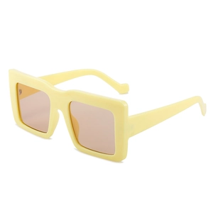 Lunettes de soleil punk carrées oversize avec monture jaune crème et verres bruns