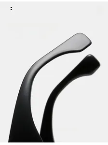 Detail view of ergonomic curved matte black temple arms for comfortable eyewear fit