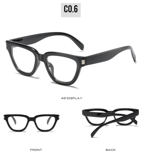 Detail view of bold black square frame sunglasses with silver hinge accents in multiple angles