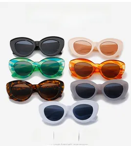 Detailed collection of cat eye sunglasses in seven colors with wide retro frames