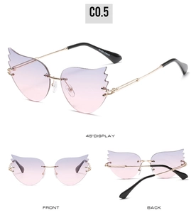 Vues multiples de lunettes de soleil flamme sans monture avec verres dégradés rose-violet