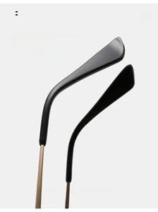 Detail of curved metal temples with black ergonomic tips for comfortable sunglasses fit