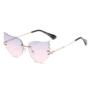Lunettes de soleil sans monture en forme d'aile avec verres dégradés violets
